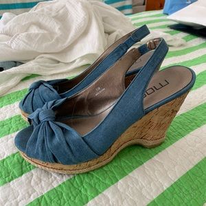Moda Spana blue cork wedges